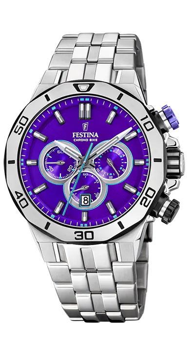 Festina Chrono Bike: Violettes Zifferblatt, Edelstahl
